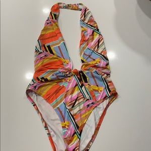 Plunging One Piece Bathing Suit